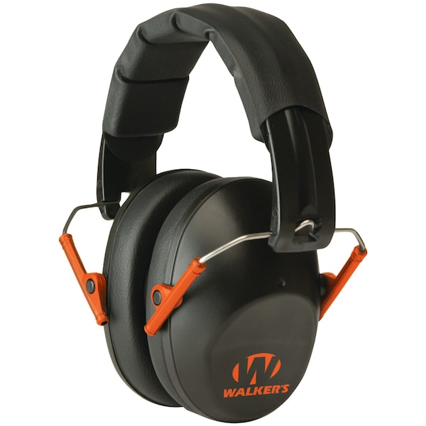 Walker'S Game Ear PRO Low-Profile Folding Muff (Black/Orange) GWP-FPM1-BKO